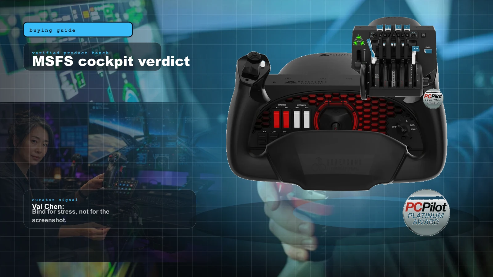 Microsoft Flight Simulator 2024 Review 2026: Is It Still the Home Cockpit King? cover with Microsoft Flight Simulator 2024 aircraft cockpit screenshot and Val Chen